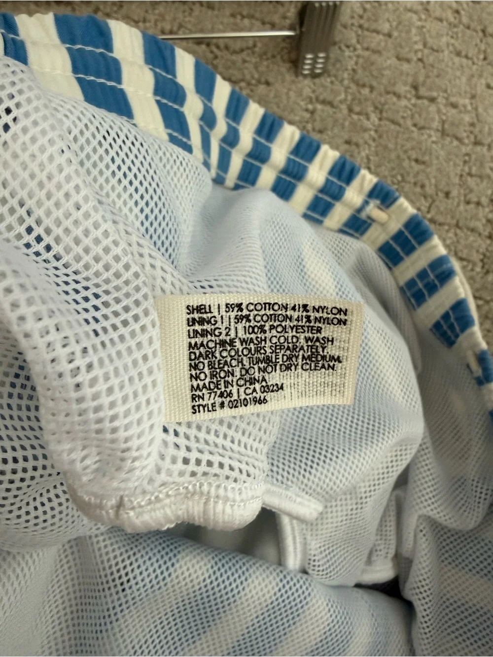 Club Monaco Men's Blue White Striped Swim Trunks Shorts Size M